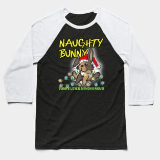 Naughty Christmas Bunny Funny Holiday Design Baseball T-Shirt